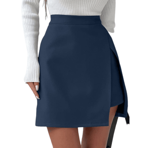 Cap Point Blue / S Prisca Split A-Line  High Waist Office Irregular Mini Skirt