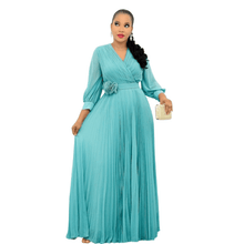 Load image into Gallery viewer, Cap Point Blue / S Tamyra Elegant A-Line Slim Fit Pleated Maxi Dress
