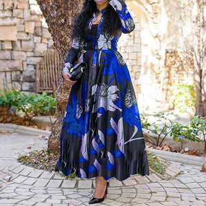 Cap Point Blue / S Thembekile Elegant African Print Maxi Dress