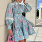 Cap Point Blue / S Urmilla Elegant High Waist Pleated Mini Dress