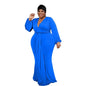 Cap Point Blue / XL Angelina Plus Size Elegant Mermaid Full Sleeve Maxi Dress