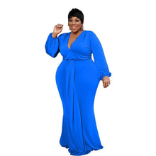 Load image into Gallery viewer, Cap Point Blue / XL Angelina Plus Size Elegant Mermaid Full Sleeve Maxi Dress
