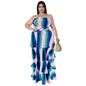 Cap Point Blue / XL Melania Plus Size Ruffles Hem Off The Shoulder Hollow Out Elegant Maxi Dress