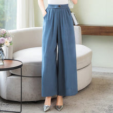 Load image into Gallery viewer, Cap Point Blue / XL Michaeli Plaid Loose High Waist Ankle-Length Wide Leg Pants
