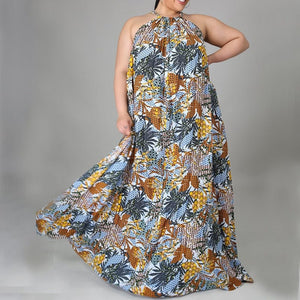 Cap Point Blue / XXL Mianda Elegant straight pleated lace evening maxi dress