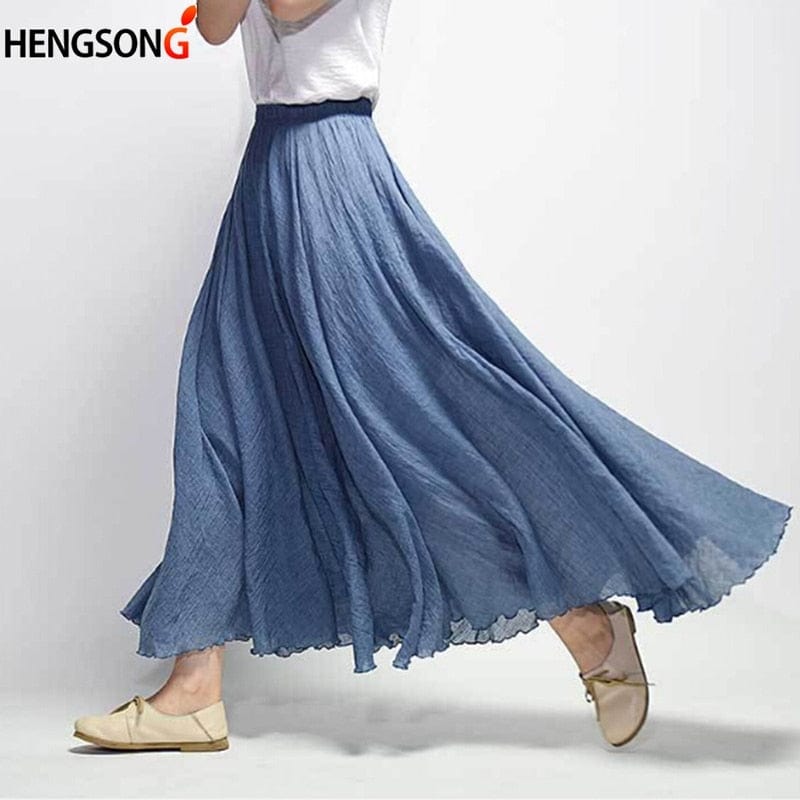 Cap Point Bohemian Beach Empire A-line Pleated Maxi Skirt