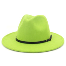 Load image into Gallery viewer, Cap Point Bright green Classic British Fedora Men Women Woolen Winter Felt Jazz Hat
