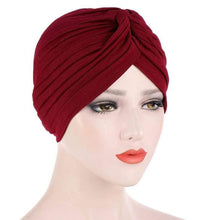 Load image into Gallery viewer, Cap Point Bright Maroon Solid folds pearl inner hijab cap
