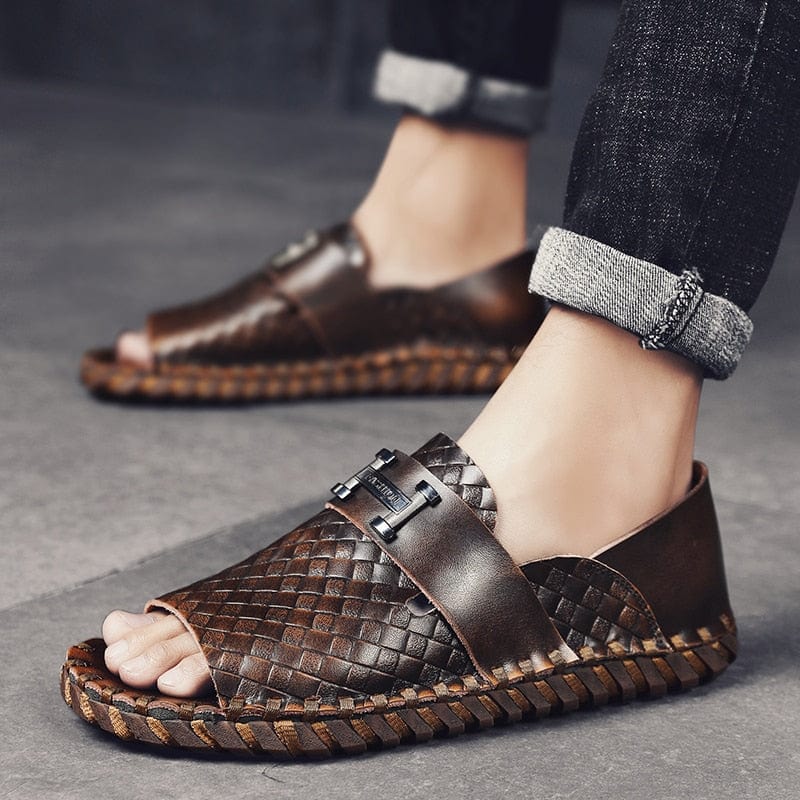Cap Point Bronze / 6.5 Mens Beach Lace-up Open Toe Shoes Highten Soft Sandals