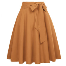 Load image into Gallery viewer, Cap Point Bronze / S Perline Belle Poque High Waist Self-Tie Bow-Knot Embellished  A-Line Skirt
