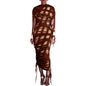 Cap Point Brow / XL Aimee Elegant Ruched Pleated Zipper Up Sleeveless Maxi Dress