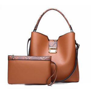 Cap Point Brown / (30cm<Max Length<50cm) Denise Fashion Clutches High Quality Leather Large Shoulder Tote Crossbody Messenger Bag Set