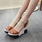 Cap Point brown / 4.5 Fashion Wedge Casual Belt Buckle High Heel Sandals