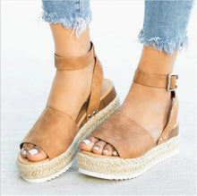 Load image into Gallery viewer, Cap Point Brown / 5 Olix Summer Shoes Flip Flop Wedges Platform Sandals
