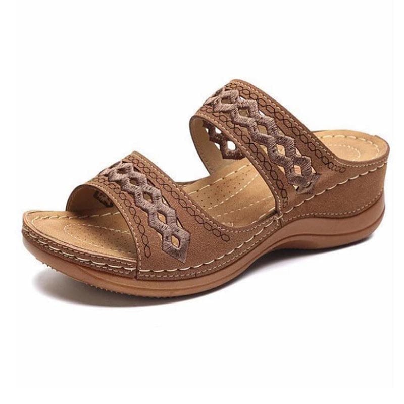 Cap Point Brown / 5 Women's Retro Wedge Sandals
