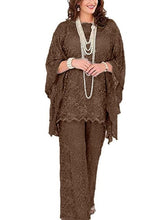 Load image into Gallery viewer, Cap Point Brown / 8 Geneva 3 Piece Long Sleeve Mother of the Bride Pant Suit
