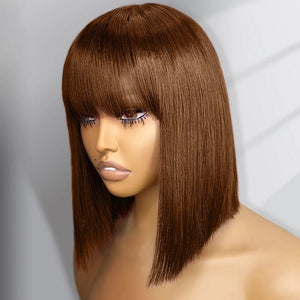 Cap Point Brown / 8 inches Melinda Straight Brazilian Remy Human Hair Bob Wigs