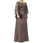 Cap Point Brown / 8 Rebecca New Lace Chiffon Half Sleeves Floor Length Mother Of The Bride Dress