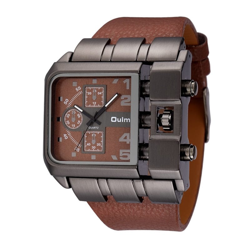 Cap Point Brown Gauthier Square Dial Wide Strap Wristwatch