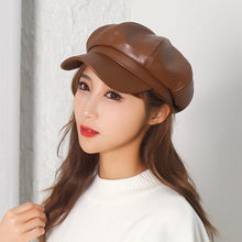 Load image into Gallery viewer, Cap Point Brown Quality Fashion Leather Newsboy Octagonal Cap
