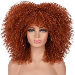 Cap Point Brown red / 10 inches Melinda Short Synthetic Ombre Glueless Cosplay Hair Afro Kinky Curly Wigs