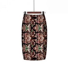Load image into Gallery viewer, Cap Point Brown / S Belline High Waist Big Flower Pencil Bodycon Midi Skirt
