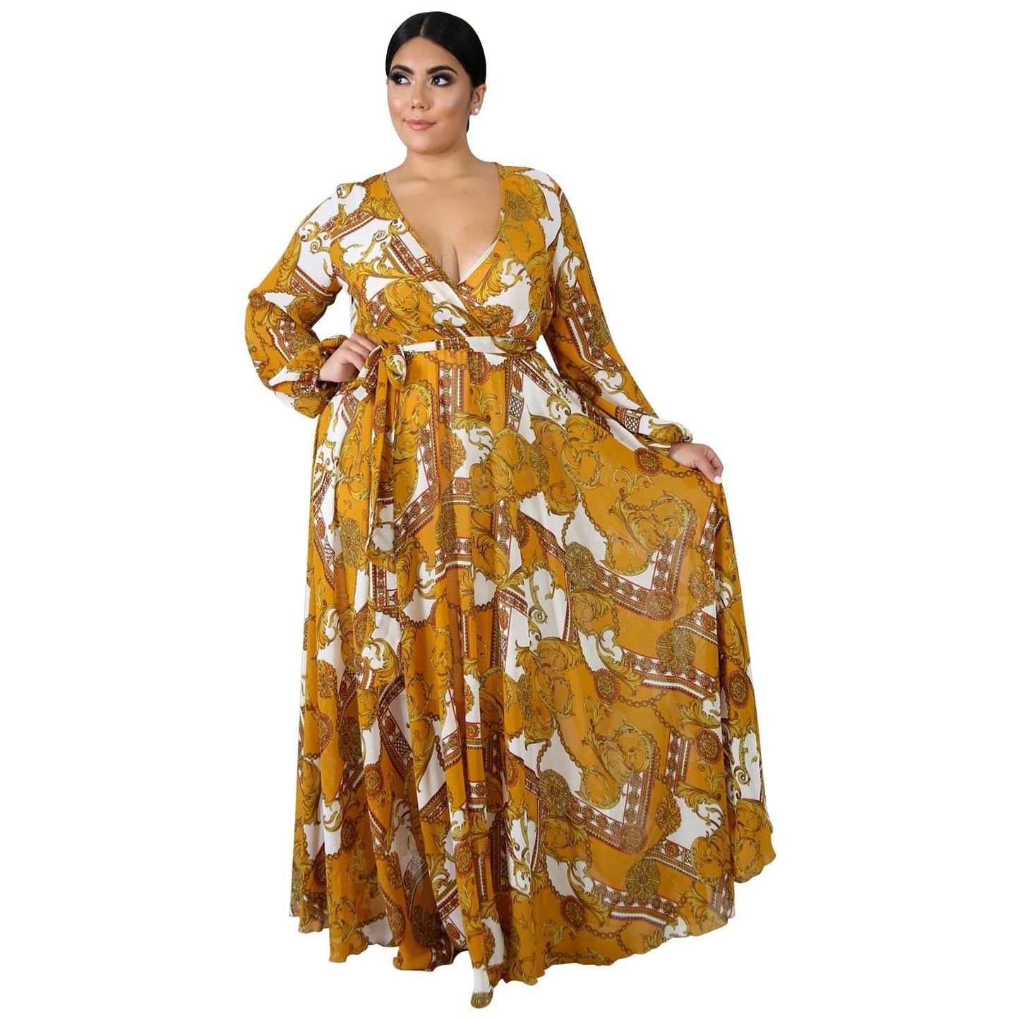 Cap Point Brown / S Francine Printed Chiffon Summer Dress