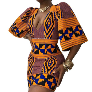 Cap Point Brown / S Mzanzi V-neck Mini Dress