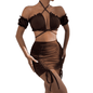 Cap Point Brown / XS Mileine 2 PCS Sexy Ruffle Bodycon Mini Dress
