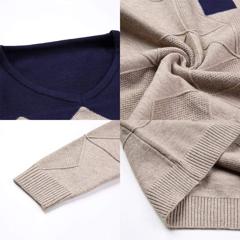 Cap Point Browon Autumn Vintage Men Collarless Sweater