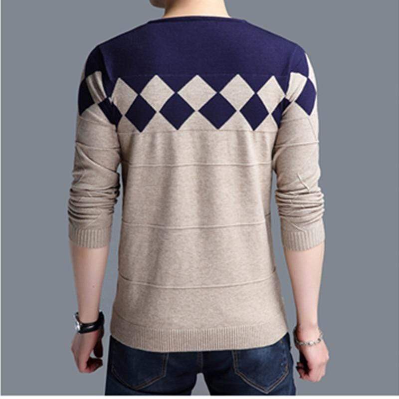 Cap Point Browon Autumn Vintage Men Collarless Sweater