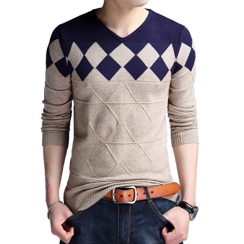 Cap Point Browon Autumn Vintage Men Collarless Sweater