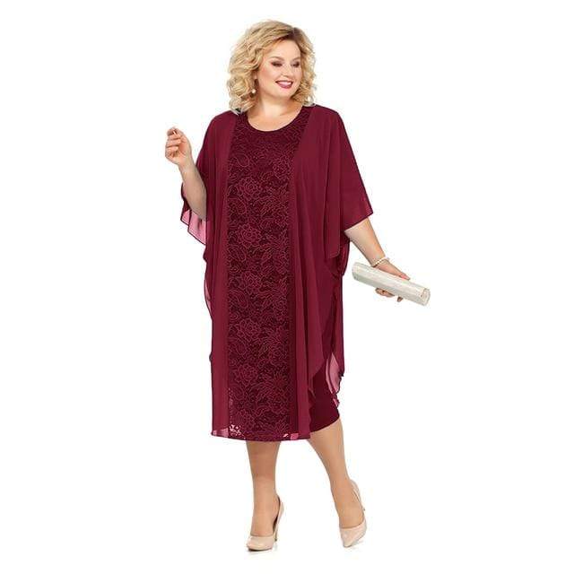 Cap Point Burgundy 1 / 16W On Point Lace Mother Of The Bride Dress