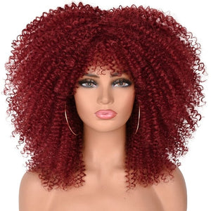 Cap Point Burgundy / 10 inches Melinda Short Synthetic Ombre Glueless Cosplay Hair Afro Kinky Curly Wigs