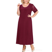 Load image into Gallery viewer, Cap Point Burgundy / 16W Ines Clear Out Half Sleeve Plus Size Mother Of The Bride Dress
