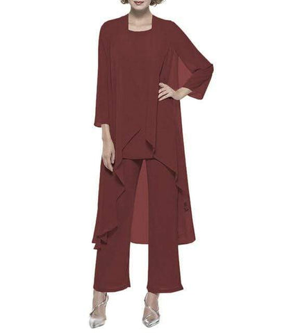 Cap Point burgundy / 8 3 Pieces Mother of the Bride Champagne Wedding Party Dress