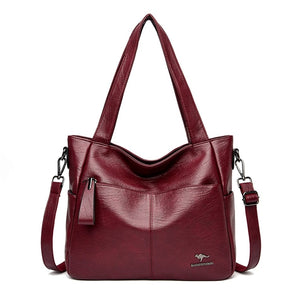 Cap Point Burgundy Catherine Genuine Brand Ladies Soft Leather Shoulder Handbag