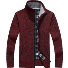 Load image into Gallery viewer, Cap Point Burgundy / M Men&#39;s Knitted Sweater Coat
