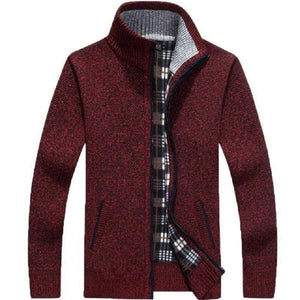 Cap Point Burgundy / M Men's Knitted Sweater Coat