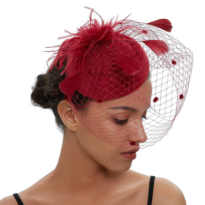 Cap Point Burgundy Mirva Chic Cocktail Wedding Party Church Headpiec Hat Fascinators