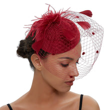 Load image into Gallery viewer, Cap Point Burgundy Mirva Chic Cocktail Wedding Party Church Headpiec Hat Fascinators
