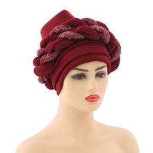 Load image into Gallery viewer, Cap Point Burgundy / One Size Auto Gele Glitter Sequin Beanie
