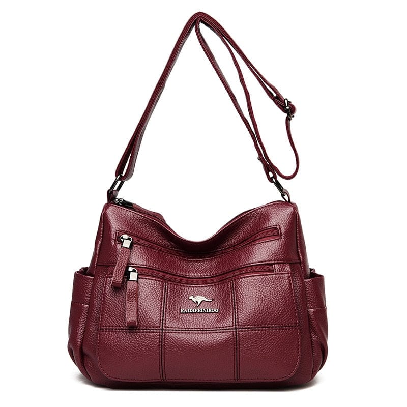 Cap Point Burgundy / One size Denise Genuine Brand Leather Designer Shoulder Crossbody HandBag