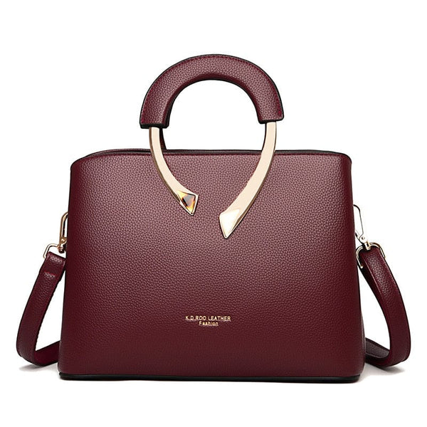 Cap Point Burgundy / One size Denise High Quality Leather Crossbody Shoulder Tote Bag