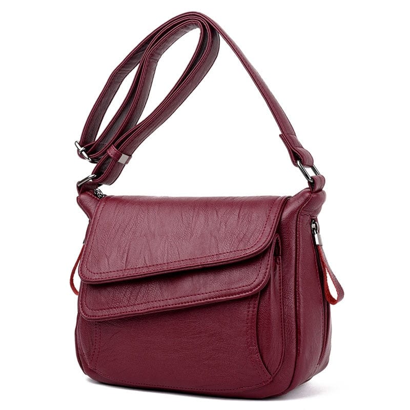 Cap Point Burgundy / One size Denise Soft Leather Shoulder Crossbody Luxury Purse Handbag