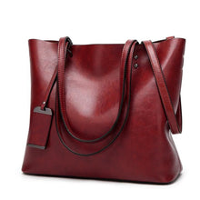 Load image into Gallery viewer, Cap Point Burgundy / One size Monisa Leather bucket Double strap All-Purpose shoulder handbag
