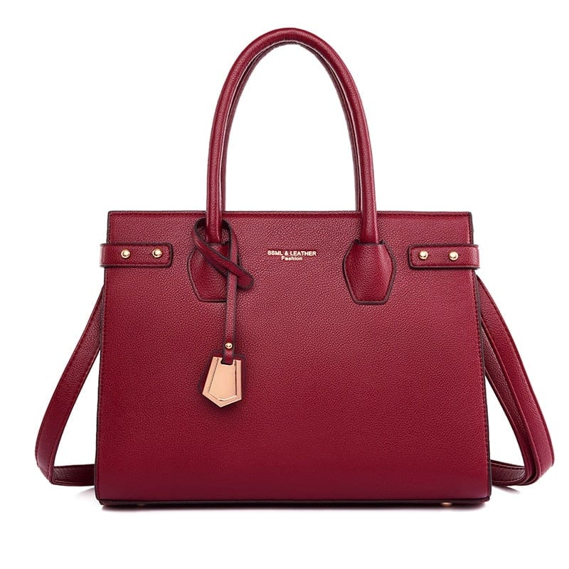 Cap Point Burgundy / One size New Luxury Leather HandbBag