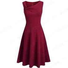Load image into Gallery viewer, Cap Point Burgundy / S Sleeveless Sleeveless A-Line Evening Dress with Asymmetric Tie Neck
