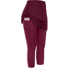 Load image into Gallery viewer, Cap Point Burgundy / S / United States Pockets Skirted High Waist Skinny Jogging Leggings
