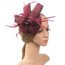 Load image into Gallery viewer, Cap Point Burgundy / United States Women Fascinator Flower Hat Headband Wedding Evening Party Cap

